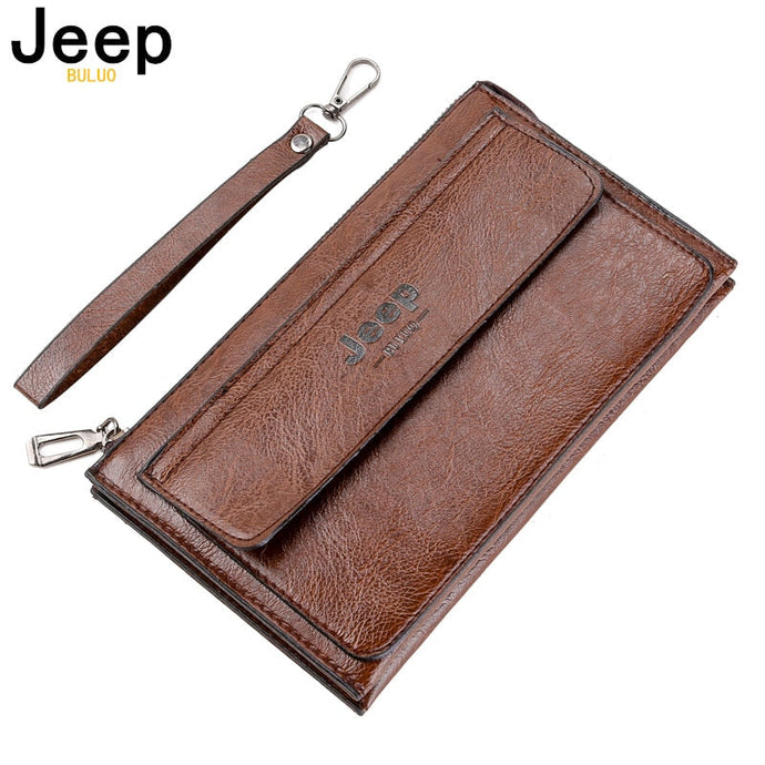 Portefeuille en cuir PU pour homme <br> Modèle Business Man Marron