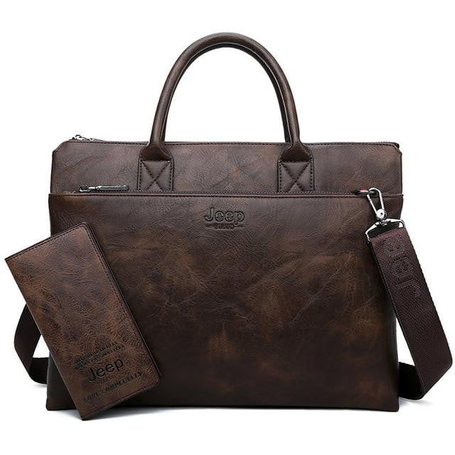 Porte-documents en cuir pour homme <br> Modèle Tendance Marron - Porte-documents cuir